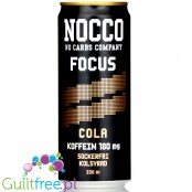 NOCCO Focus Cola - napój energetyczny bez cukru z kofeiną, witaminami B i ekstraktem zielonej herbaty