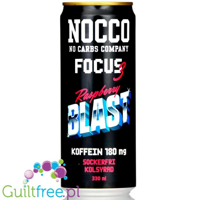 NOCCO Focus Raspberry Blast - energy drink without sugar with caffeine, vitamins B and green tea extract
