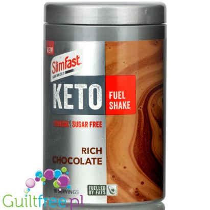 Slimfast Keto Fuel Shake Rich Chocolate 350g- kompletny keto koktajl RTD z MCT i witaminami, smak waniliowy