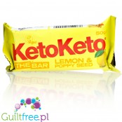 KetoKeto Bar Lemon & Poppy Seed - wegański baton 53% tłuszczu, smak Babka Cytrynowa z Makiem