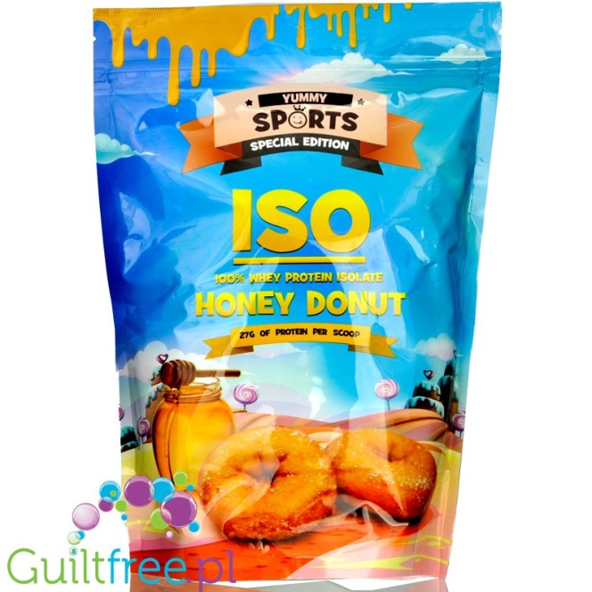 Yummy Sports ISO 100% WPI Honey Donut - odżywka białkowa tylko ze stewią, 27g białka w 112kcal