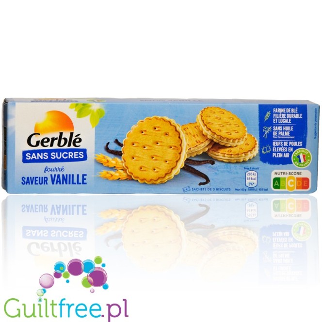 Gerblé Fourrés Vanille - vanilla cream sandwich cookies with no added sugar and no palm oil