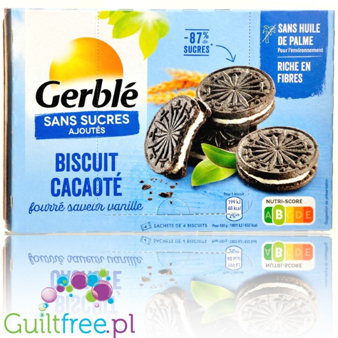 Gerblé Biscuit Cacaoté - kruche markizy kakaowe z kremem śmietankowym bez dodatku cukru i bez oleju palmowego