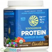 Sunwarrior Protein Warrior Blend, Chocolate 0,375kg - wegańska organiczna odżywka białkowa z goji i MCT