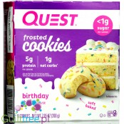 Quest Frosted Cookies, Birthday Cake - miękkie keto ciastka w polewie, BOX 8 SZT