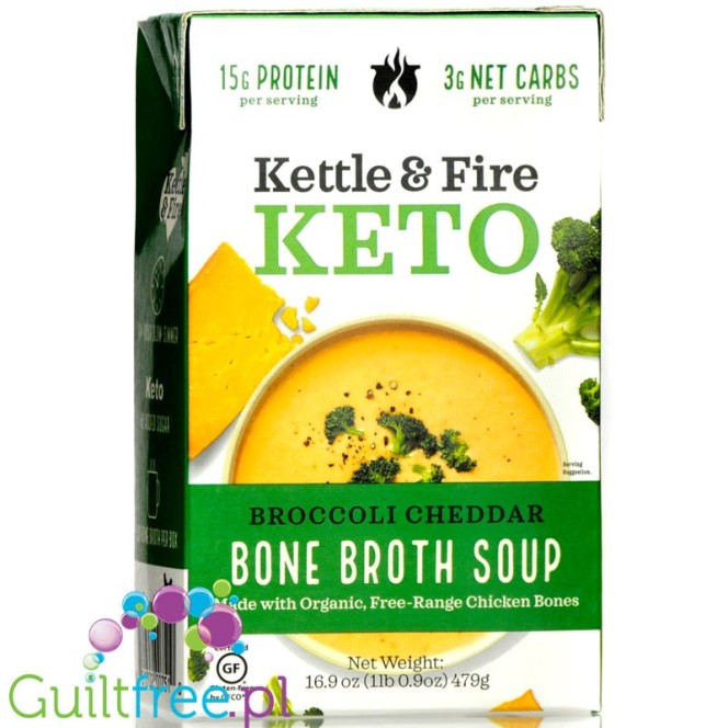 Kettle & Fire, Keto Broccoli Cheddar Chicken Bone Broth - zupa brokułowo-serowa na organicznym bulionie z kurczaka