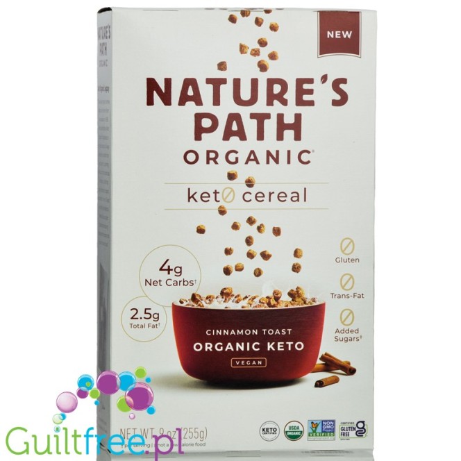 Nature's Path Organic Keto Cereal, Cinnamon Toast - cynamonowe bezglutenowe keto płatki śniadaniowe