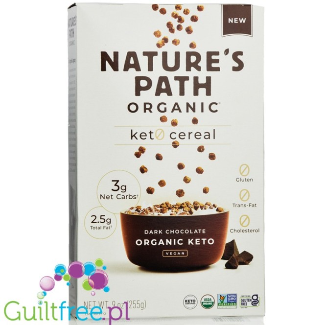 Nature's Path Organic Keto Cereal, Dark Chocolate - cocoa-cookie gluten-free keto breakfast cereals