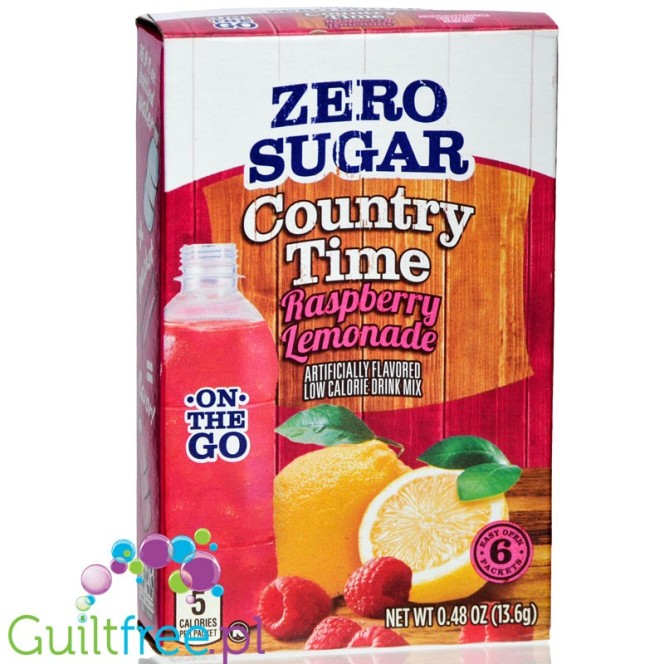 Country Time On The Go Powder Drink Raspberry Lemonade - saszetki smakowe do rozpuszczania w wodzie, bez cukru i kcal
