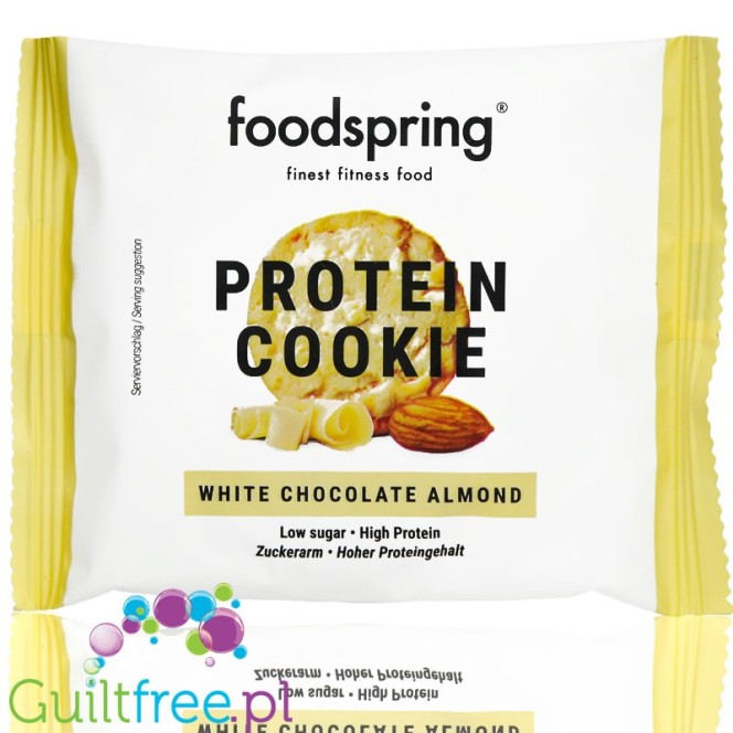 Foodspring Protein Cookie White Chocolate Almond - słodzone ksylitolem ciacho białkowe z migdałami i białą czekoladą