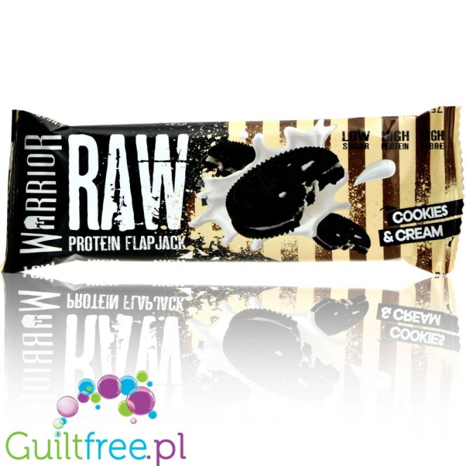 Warrior Raw Protein Flapjack Cookies & Cream - owsiany baton białkowy ultra mało cukru