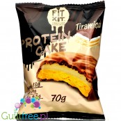 FitKit Protein Cake Tiramisu - sugar free, thick protein cookie with soufflé filling in a chocolate coating 70g