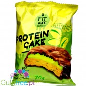 FitKit Protein Cake Pistachio Cream - sugar free, thick protein cookie with soufflé filling in a chocolate coating 70g