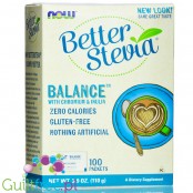 NOW Foods Better Stevia® Balance ™ Chromium & Inulin - słodzik w saszetkach ze stewią z inulina i chromem, 100 saszetek