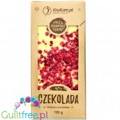 Krukam Handcrafted White Chocolate & Raspberries - sugar free chocolate without lecithin with raspberry pieces