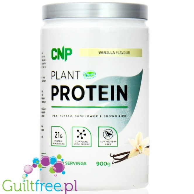 CNP Plant Protein Vanilla 0,9KG - wegańska odżywka proteinowa bez białka soi, kompletne aminokwasy