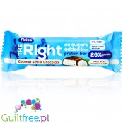 Fizico The Right Coconut & Milk Chocolate - protein bar 26% protein, Coconut & Milk Chocolate