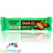 Sweet & Safe Super Stevia Dark Chocolate - baton z deserowej czekolady, 25% mniej kalorii