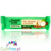 Sweet & Safe Stevia Milk Chocolate, Quinoa & Coconut - a milk chocolate bar 23% less calories