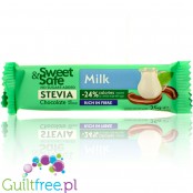 Sweet & Safe Stevia Milk Chocolate - a milk chocolate bar 24% less calories