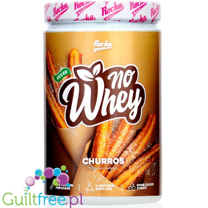 Rocka Nutrition NO WHEY Churros - wegańska odżywka białkowa 5 źródeł białka, bez soi i glutenu