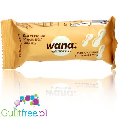 Wana WaffAnd'Cream White Chocolate & Peanut Butter Cream - bezglutenowy wafelek w czekoladzie z kremem proteinowym 14g białka