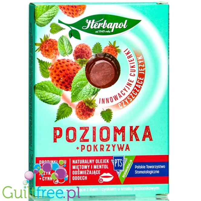 Herbapol Poziomka & Pokrzywa - cukierki bez cukru czyszczące język i odświeżające oddech