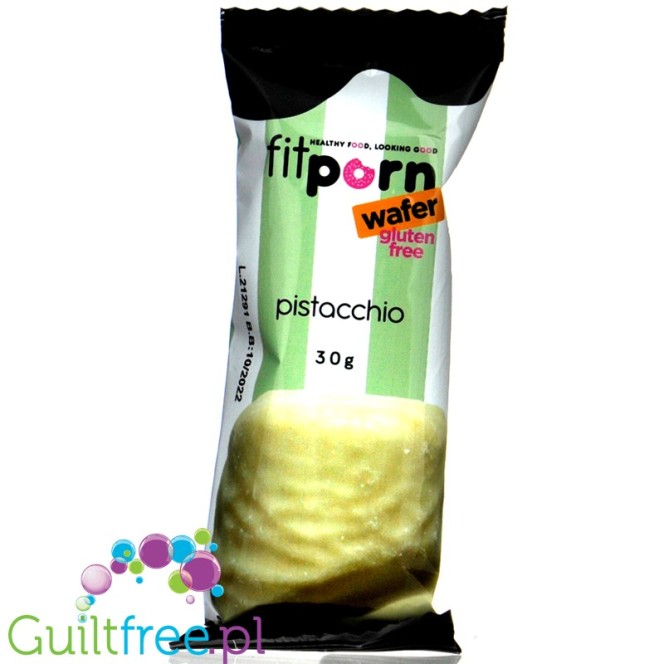 FitPrn Wafer Proteico Pistacchio - bezglutenowy wafelek w czekoladzie z kremem proteinowym, Biała Czekolada & Pistacje