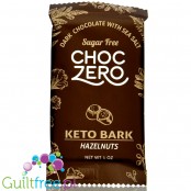 Choc Zero Keto Bark, Dark Chocolate Sea Salt & Hazelnuts - ciemna czekolada bez cukru z orzechami laskowymi