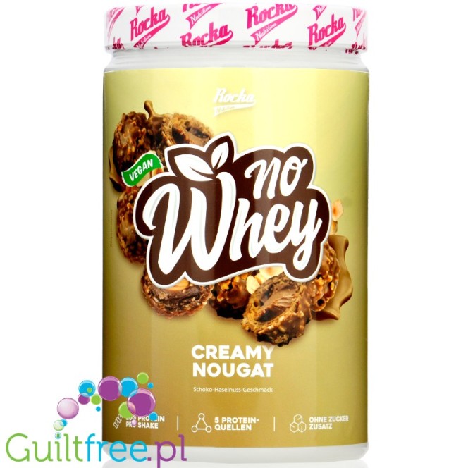 Rocka Nutrition NO WHEY Creamy Nougat 1kg - wegańska odżywka białkowa 5 źródeł białka