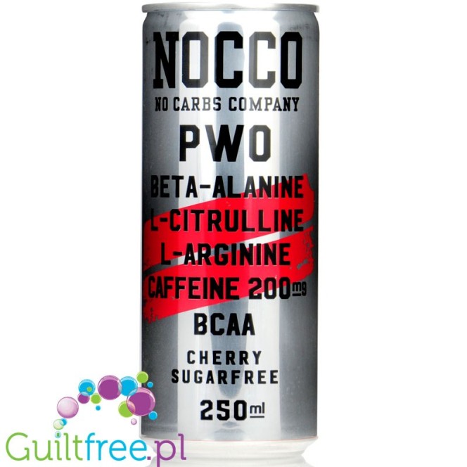 Nocco PWO Cherry - napój przedtreningowy z BCAA 200mg kofeiny