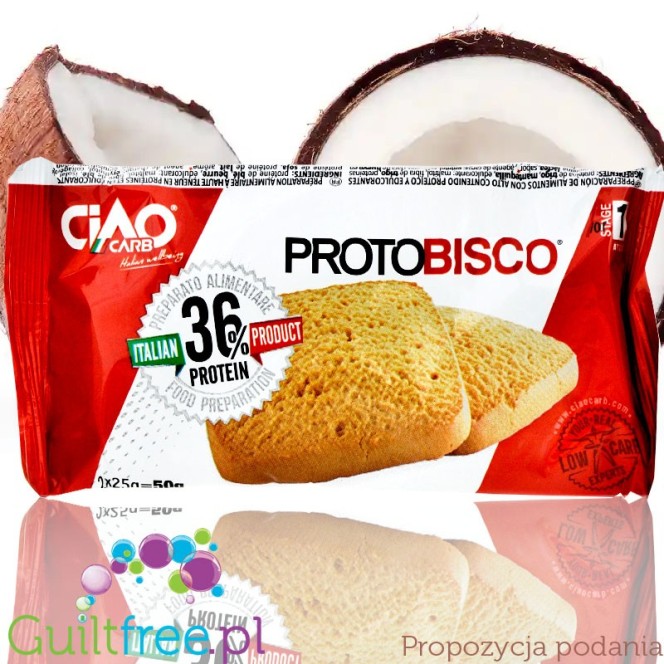ProtoBisco Stage1 Coconut - proteinowe ciastka o obniżonej kaloryczności o smaku kokosowym