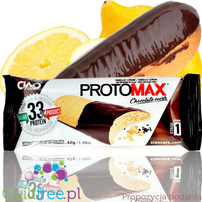 ProtoMax ProtoChoc Lemon & Vanilla - ciastko proteinowe bez cukru Cytryna, Wanilia & ProtoChoc 16g białka