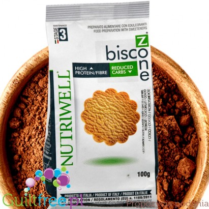 Nutriwell BiscoZone Cocoa - kakaowe herbatniki proteinowe 27g białka