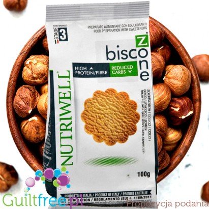 Nutriwell BiscoZone Hazelnut - orzechowe herbatniki proteinowe 27g białka