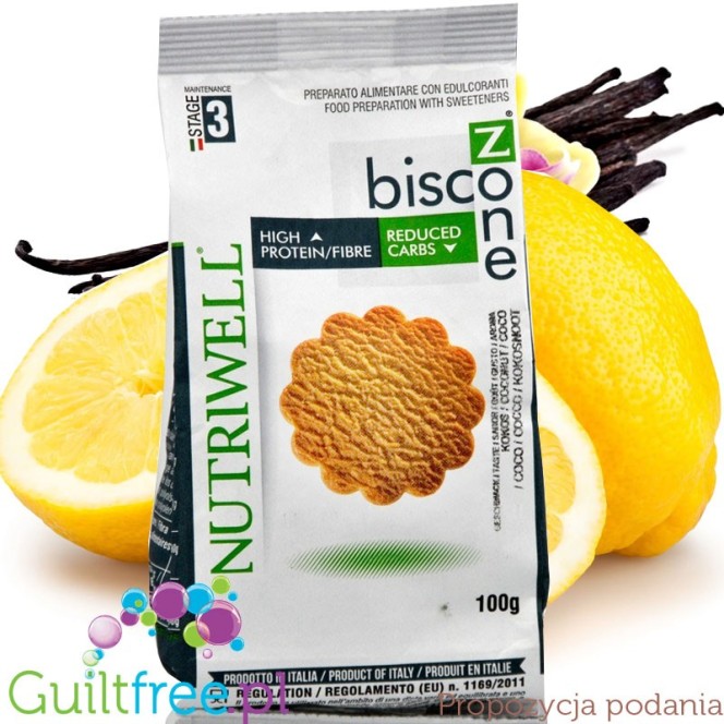 Nutriwell BiscoZone Vanilla & Lemon - waniliowo-cytrynowe herbatniki proteinowe 27g białka