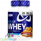 USN Blue Lab Whey Caramel Popcorn 0,9kg - odzywka białkowa WPI, WPC, WPH z Tolerase L