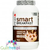 Phd Smart Breakfast Meal Chocolate Cereal Milk - wysokobiałkowy substytut posiłku MRP z kofeiną, BCAA, witaminami i minerałami