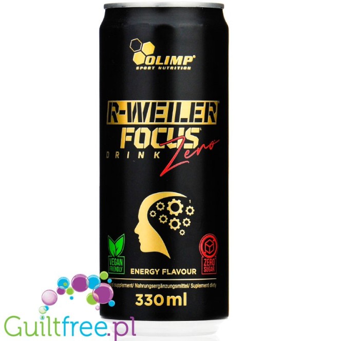 Olimp R-Weiler Focus Redweiler Zero Drink 330ml - energetyk bez cukru i kcal 100mg kofeiny