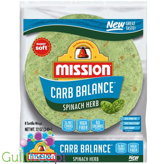 Mission Carb Balance Soft Tortillas, Spinach Herb - szpinakowe tortille niskowęglowodanowe 70kcal