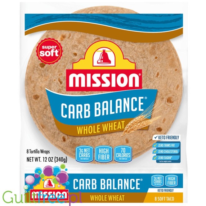 Mission Carb Balance Soft Tortillas, Whole Wheat - tortille pełnoziarniste 70kcal & 3g węglowodanów