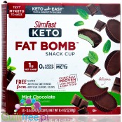 SlimFast Keto Fat Bomb Chocolate Mint Cups - keto miseczki z MCT i stewią,14 szt