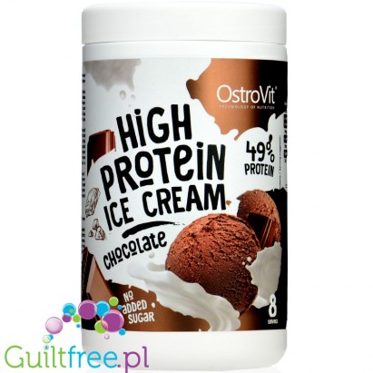 Ostrovit Protein Ice Cream, Chocolate - czekoladowe lody proteinowe bez cukru 52% białka