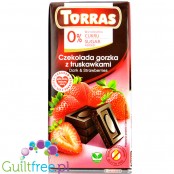 Torras ark chocolate with no added sugar, strawberry pieces