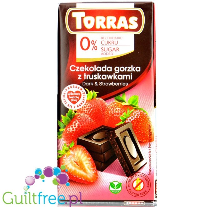 Torras Dark & Strawberries - gorzka czekolada z truskawkami bez cukru