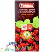Torras Dark & Forrest Fruits Stevia - ciemna czekolada z owocami leśnymi słodzona stewią i erytrolem, bez dodatku cukru