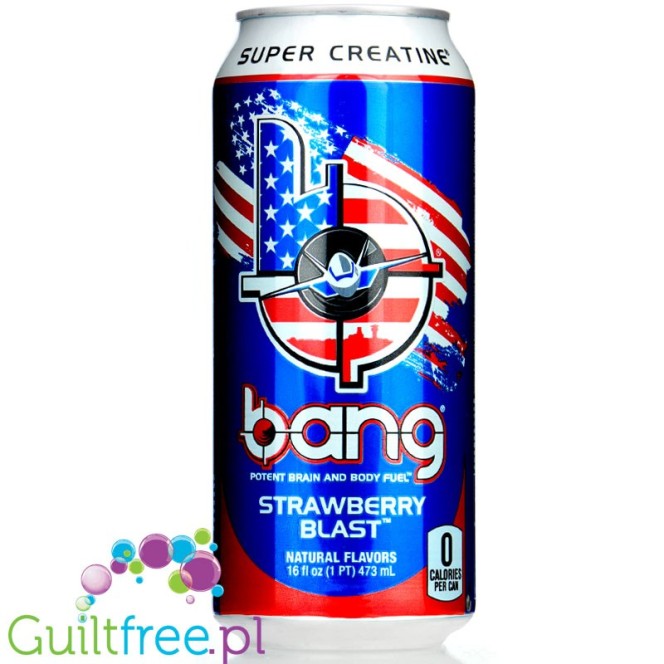 Bang Strawberry Blast USA - energetyk 300mg kofeiny, bez cukru z EAA i Supercreatine