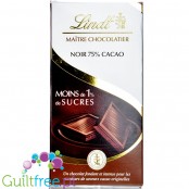 Lindt - Tablette 75% Cacao Moins de 1% de Sucres MAÎTRE CHOCOLATIER - Chocolat Noir - 100g