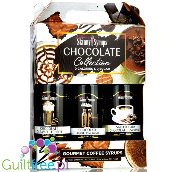 Skinny Syrups Chocolate Collection Trio zestaw czekoladowych syropów zero do kawy bez cukru