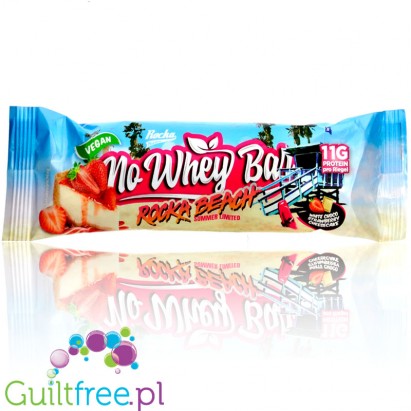 Rocka Nutrition NO WHEY Rocka Beach Strawberry & White Chocolate - wegański baton białkowy, letnia edycja limitowana